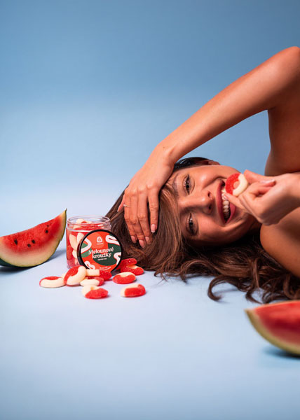 Produktová lifestyle fotografia melounové gumíky